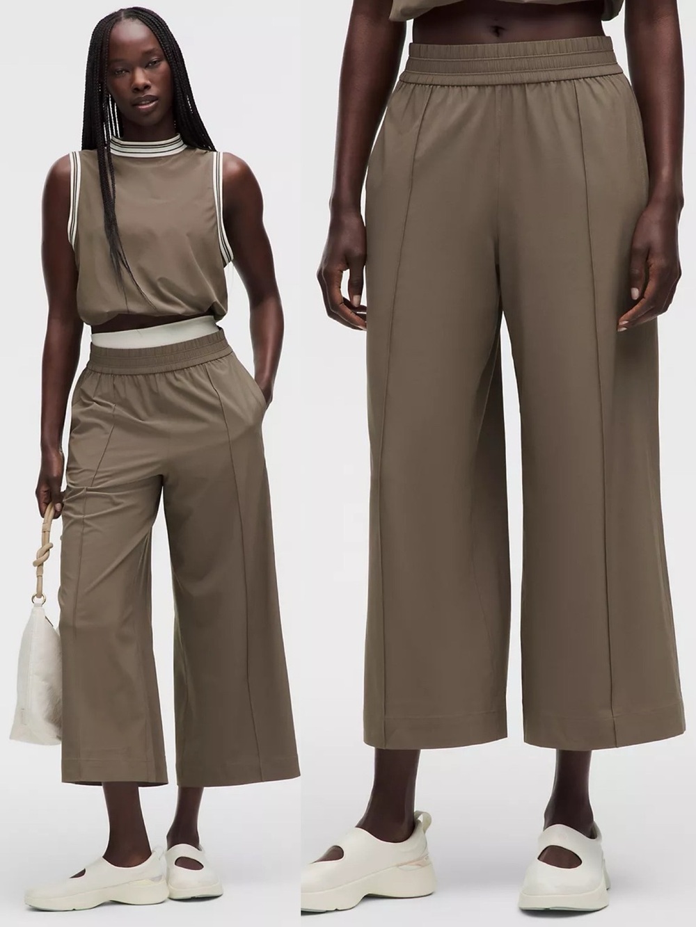 NWT Lululemon Breezily Mid Rise Cropped Pants Nomad Green